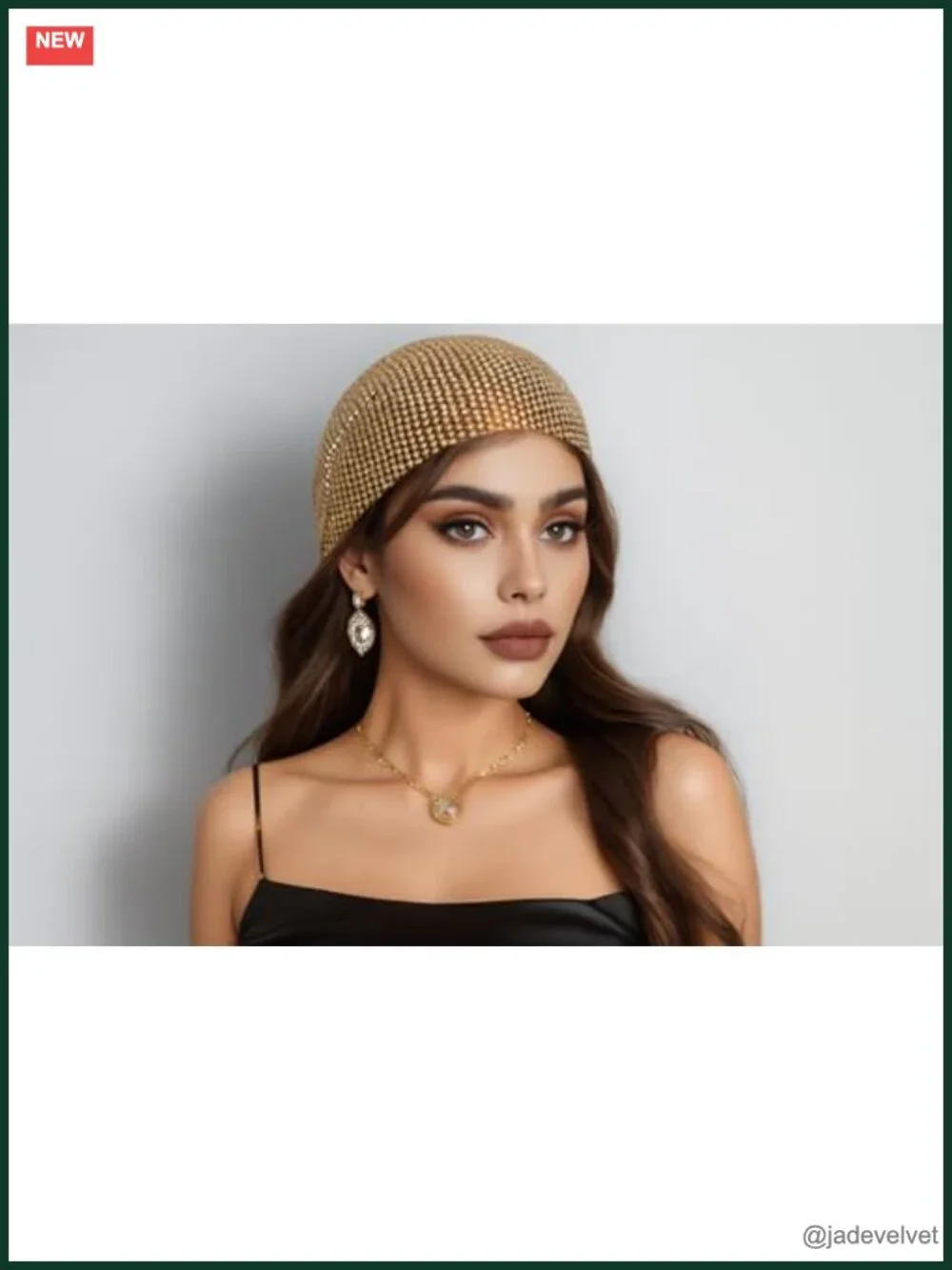 Rhinestone Head Scarf Stretchy Slip-On Rave Turban Handmade Sparkly Hijab